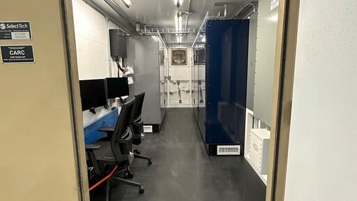 View in the door of the modular secure shelter